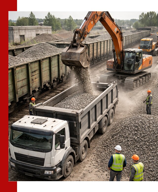 Железнодорожный щебень фракция 25–60 для поставок в Сосногорске