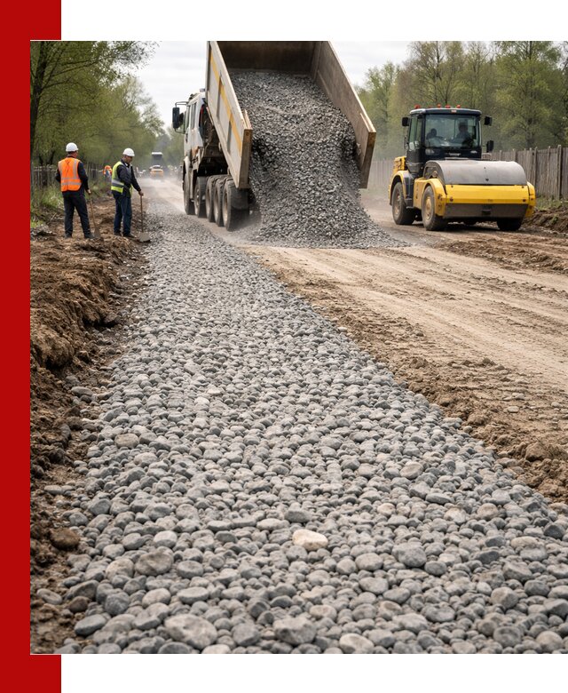Доставка щебня для отсыпки дорог в Сосногорске высокого качества