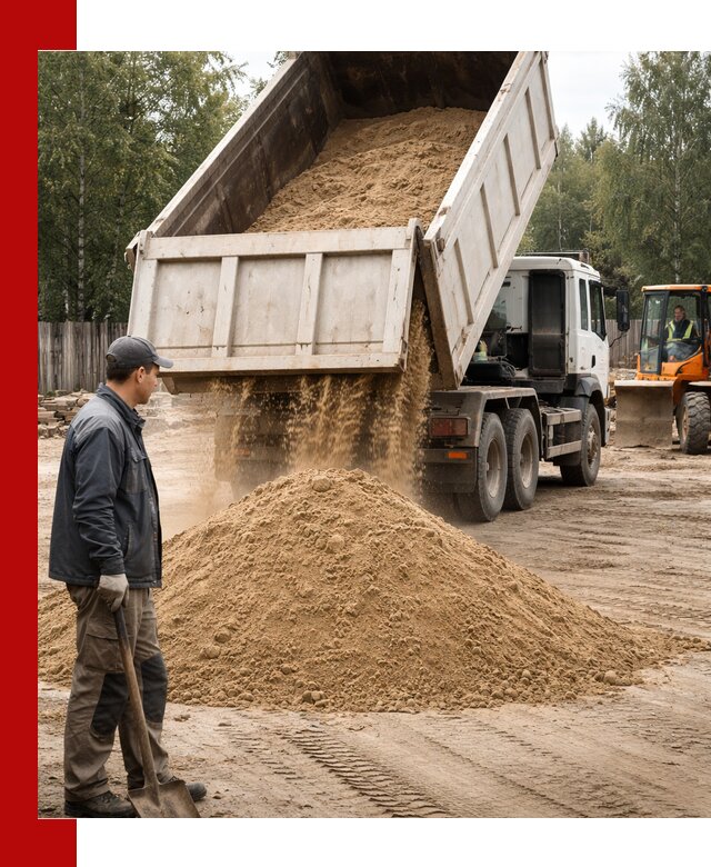 Доставка и продажа песка с разгрузкой в Сосногорске