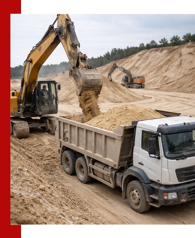 Доставка карьерного песка с самосвалами и разгрузкой в Сосногорске