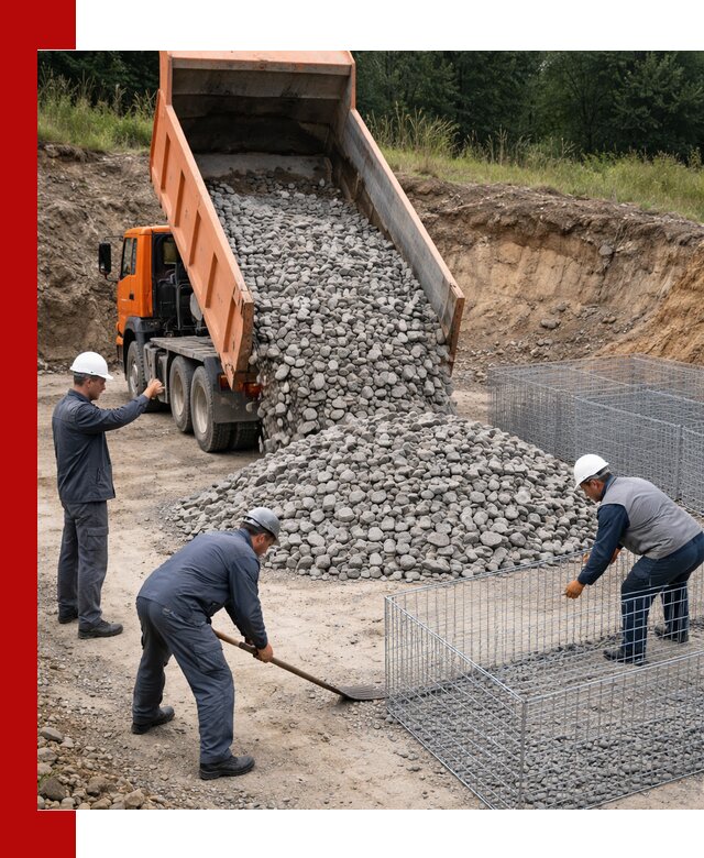 Камень для габионов с доставкой в Сосногорске быстро и надёжно
