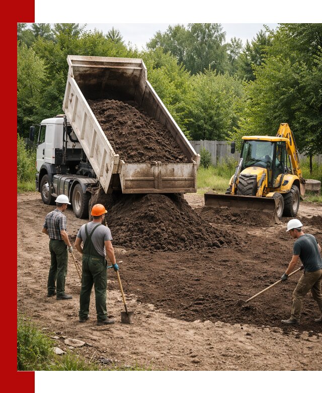 Доставка и укладка грунта для выравнивания участка в Сосногорске