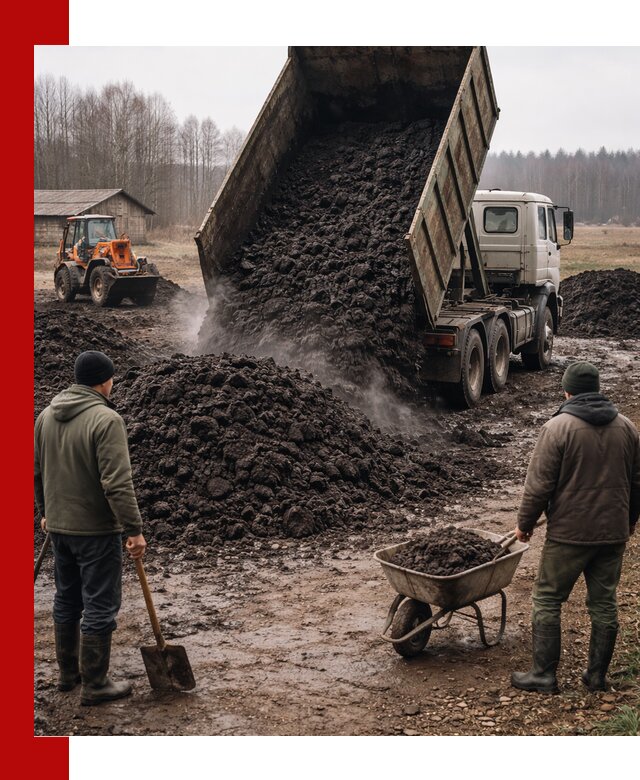 Доставка низинного торфа с разгрузкой и доставкой в Сосногорске