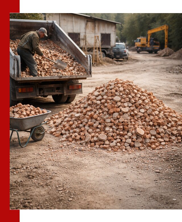 Доставка и подушка из боя кирпича с разгрузкой в Сосногорске