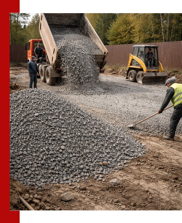 Отсыпка участка щебнем с доставкой и уплотнением в Сосногорске